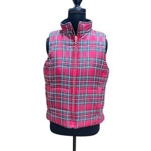 Chaps Medium Petit Tartan Plaid Puffer Vest EUC